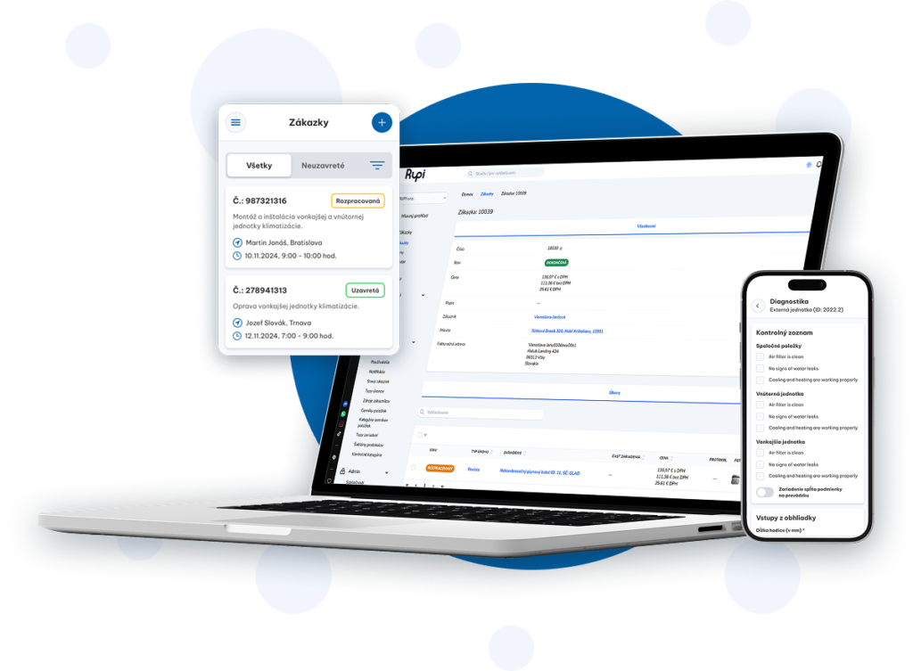 Systém a aplikácia pre revíznych, montážnych a servisných technikov