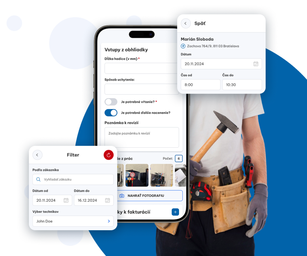 aplikácia a systém pre montážne a servisné firmy
