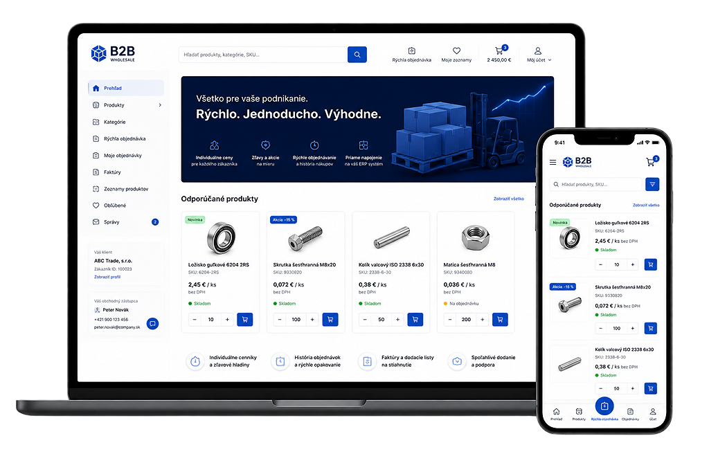 B2B portál na mieru na notebooku a mobile